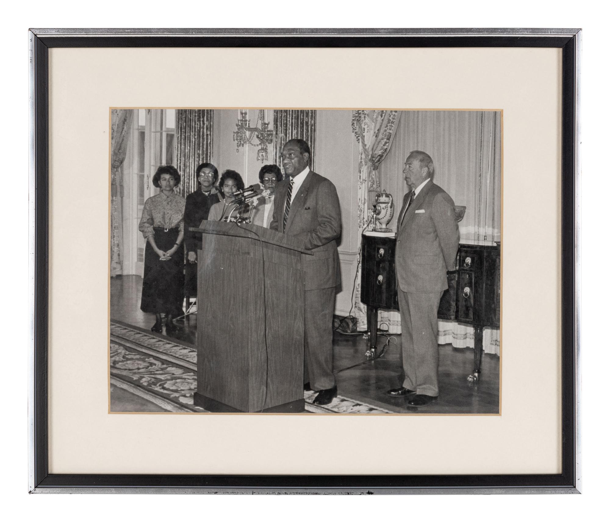 [PERKINS, Edward Joseph (1928-2020)]. A group of 10 photographs in 9 frames, from political figures to Perkins, many signed or inscribed (several presumably with secretarial or facsimile signatures), including: