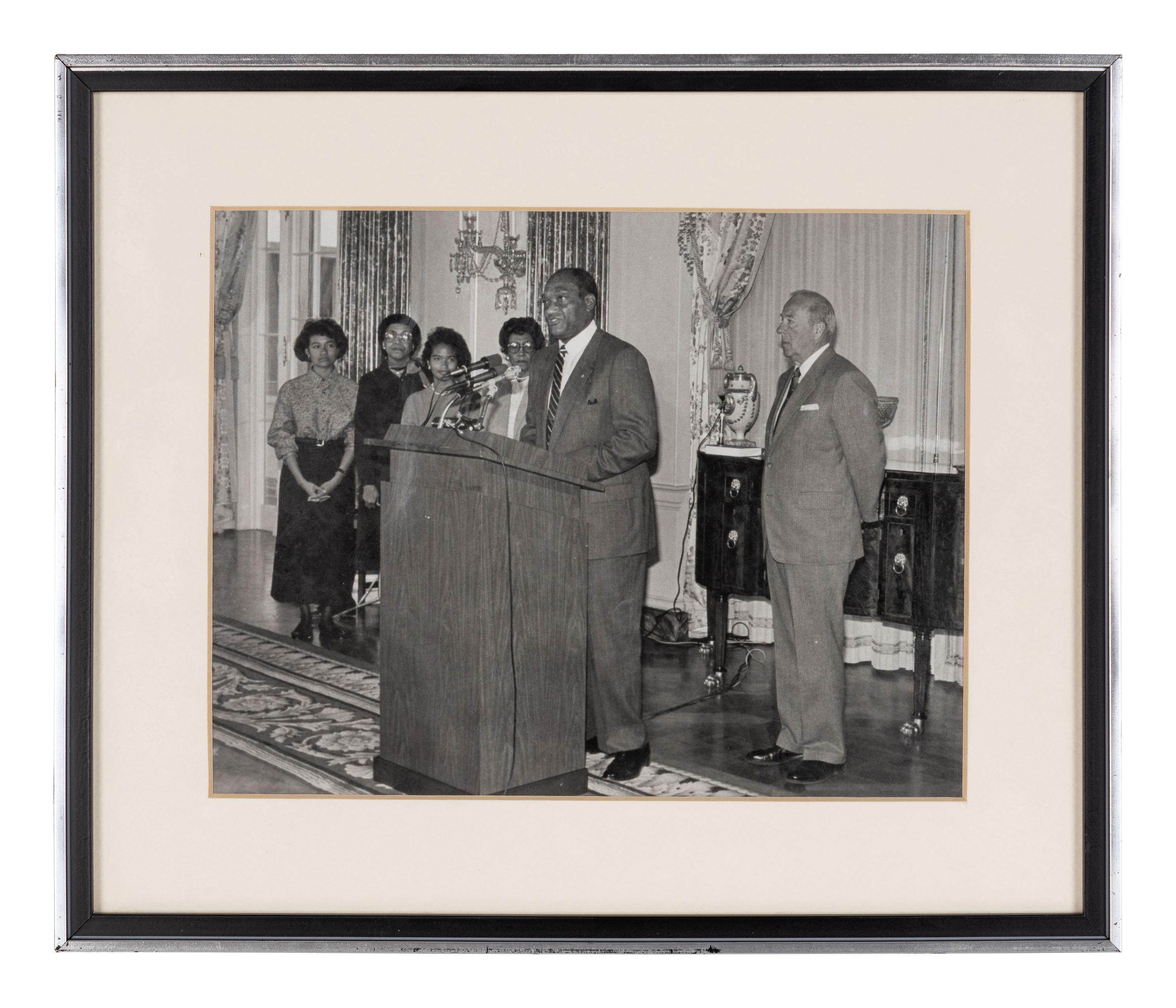 [PERKINS, Edward Joseph (1928-2020)]. A group of 10 photographs in 9 frames, from political figures to Perkins, many signed or inscribed (several presumably with secretarial or facsimile signatures), including: