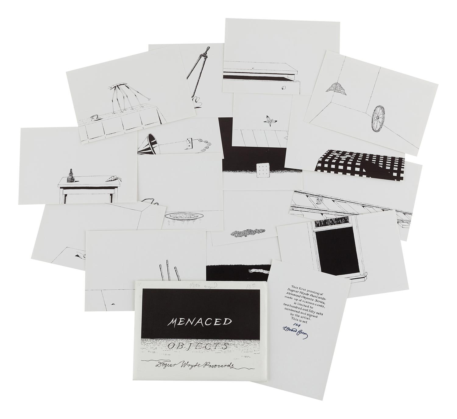 GOREY, Edward (1925-2000). Menaced Objects . Dogear Wryde Postcards . [New York]: n.p., 1989.
