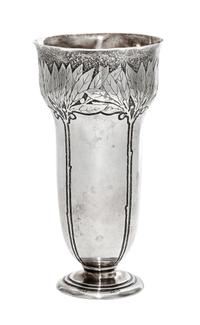 An American Silver Vase, Tiffany & Co., New York, NY, Early 20th Century, of tapering footed form with repeating stylized floral decora