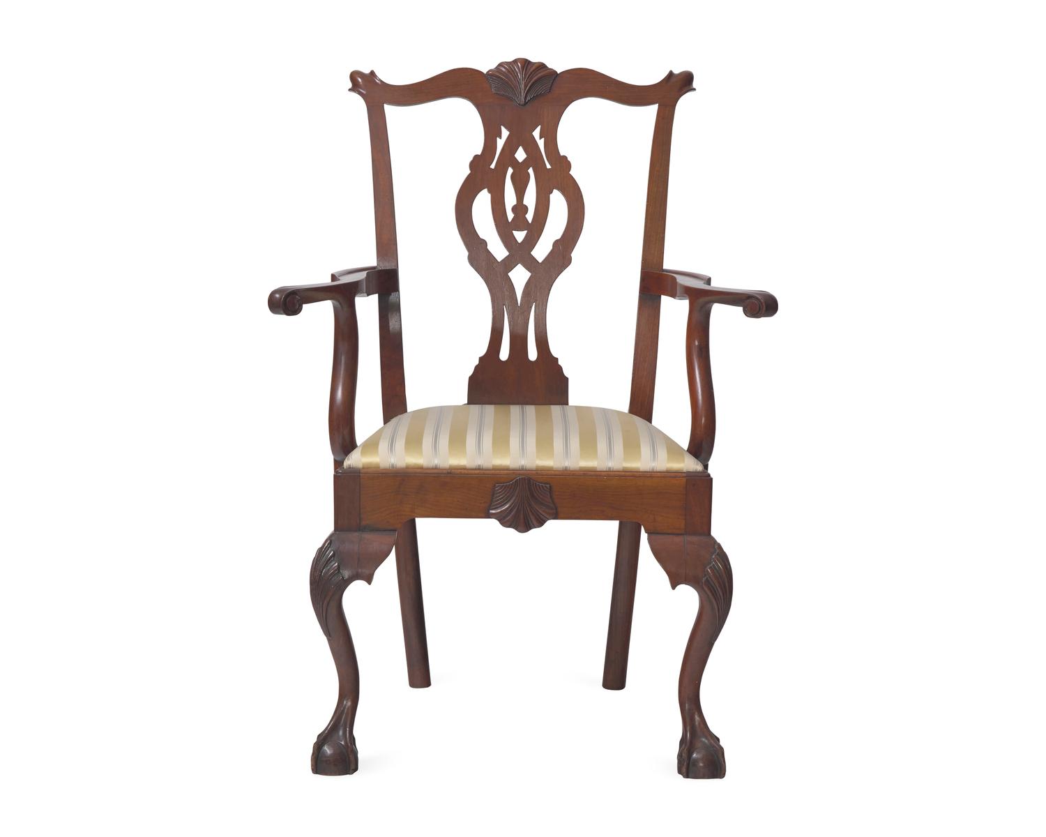 A Chippendale Style Carved Mahogany Armchair