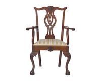 A Chippendale Style Carved Mahogany Armchair