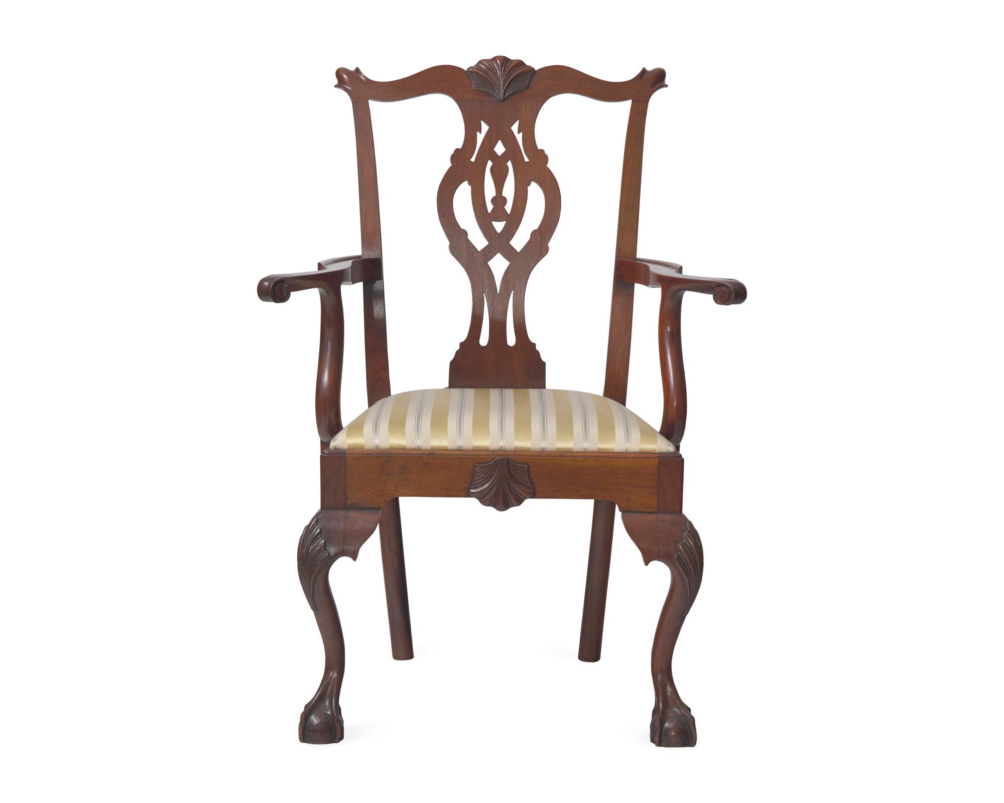 A Chippendale Style Carved Mahogany Armchair