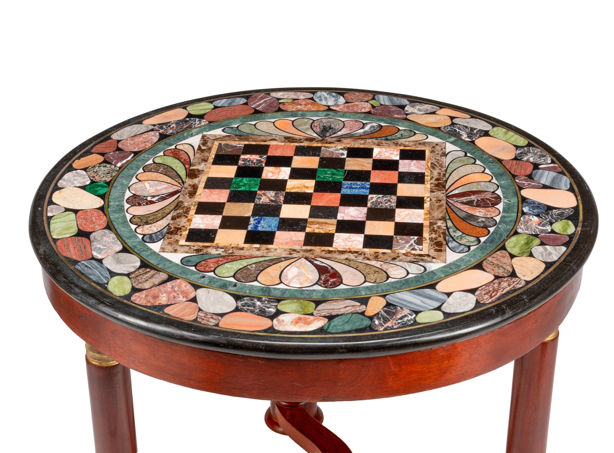 An Empire Style Mahogany and Specimen Marble-Top Center Table