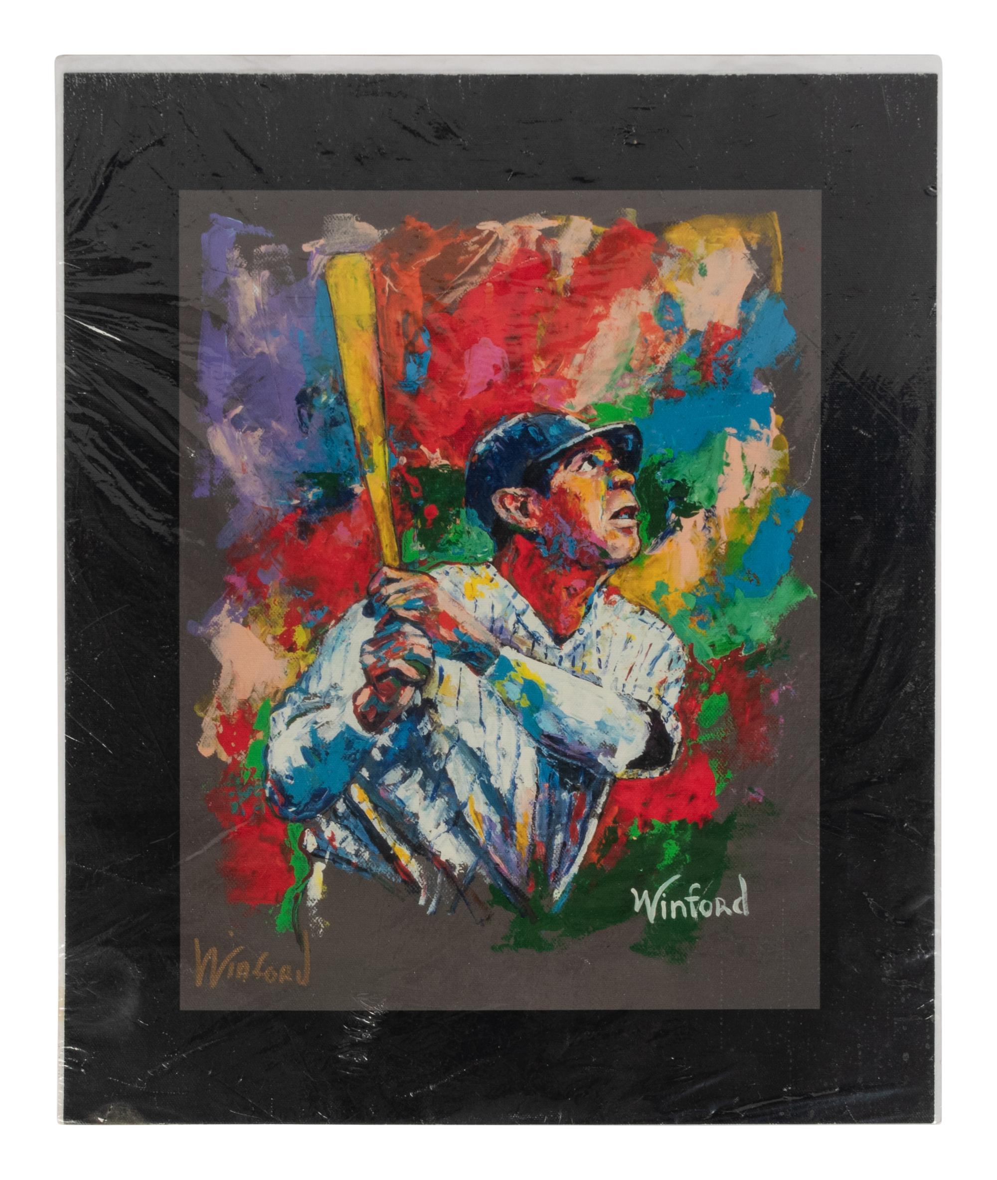 A Group of Five Works of Baseball Art Including Carl Yastrzemski Signed Autograph,