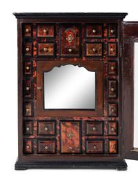 A Continental Tortoiseshell and Faux Tortoiseshell Veneered Collector's Cabinet