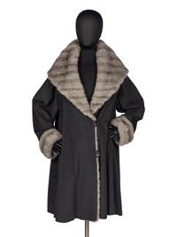 J. Mendel Wool Coat With Blue Iris Mink Fur Trim