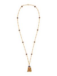 YELLOW GOLD AND LAPIS LAZULI LONGCHAIN NECKLACE