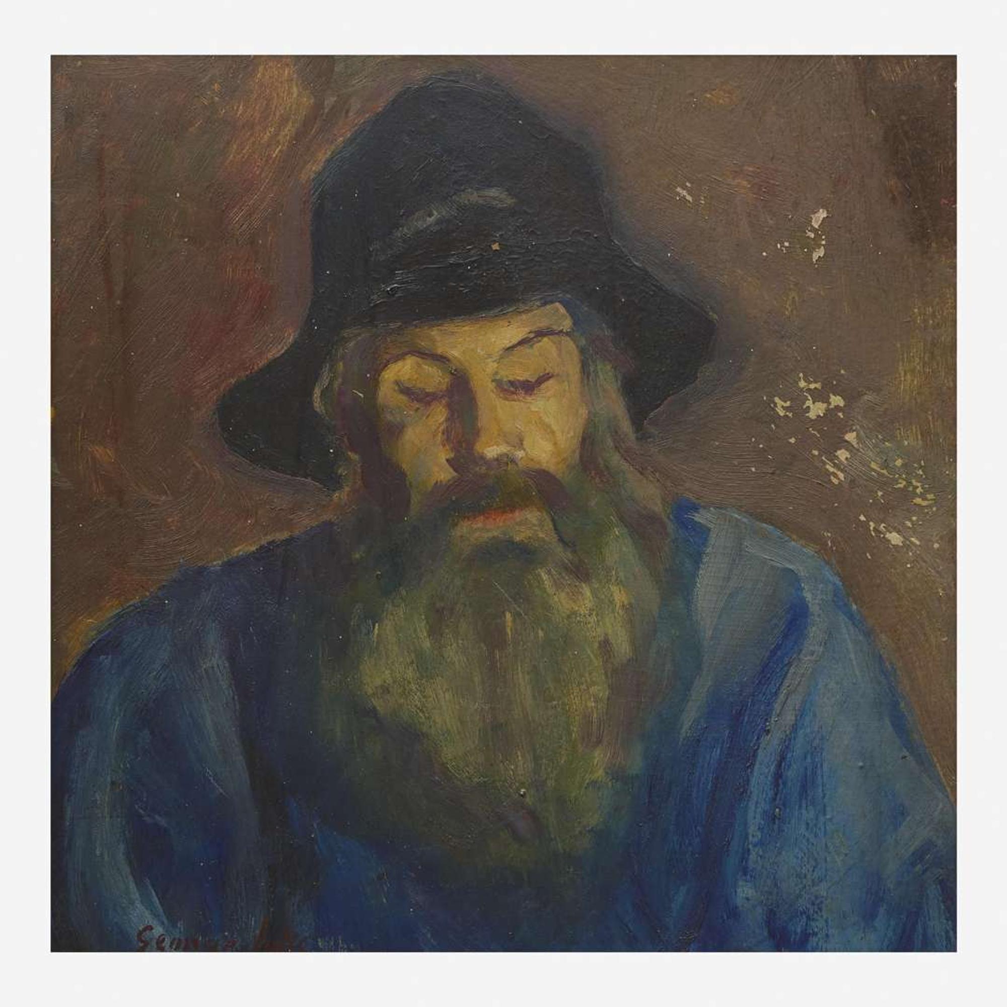 George Benjamin Luks (American, 1867-1933) Bearded Man in Cap