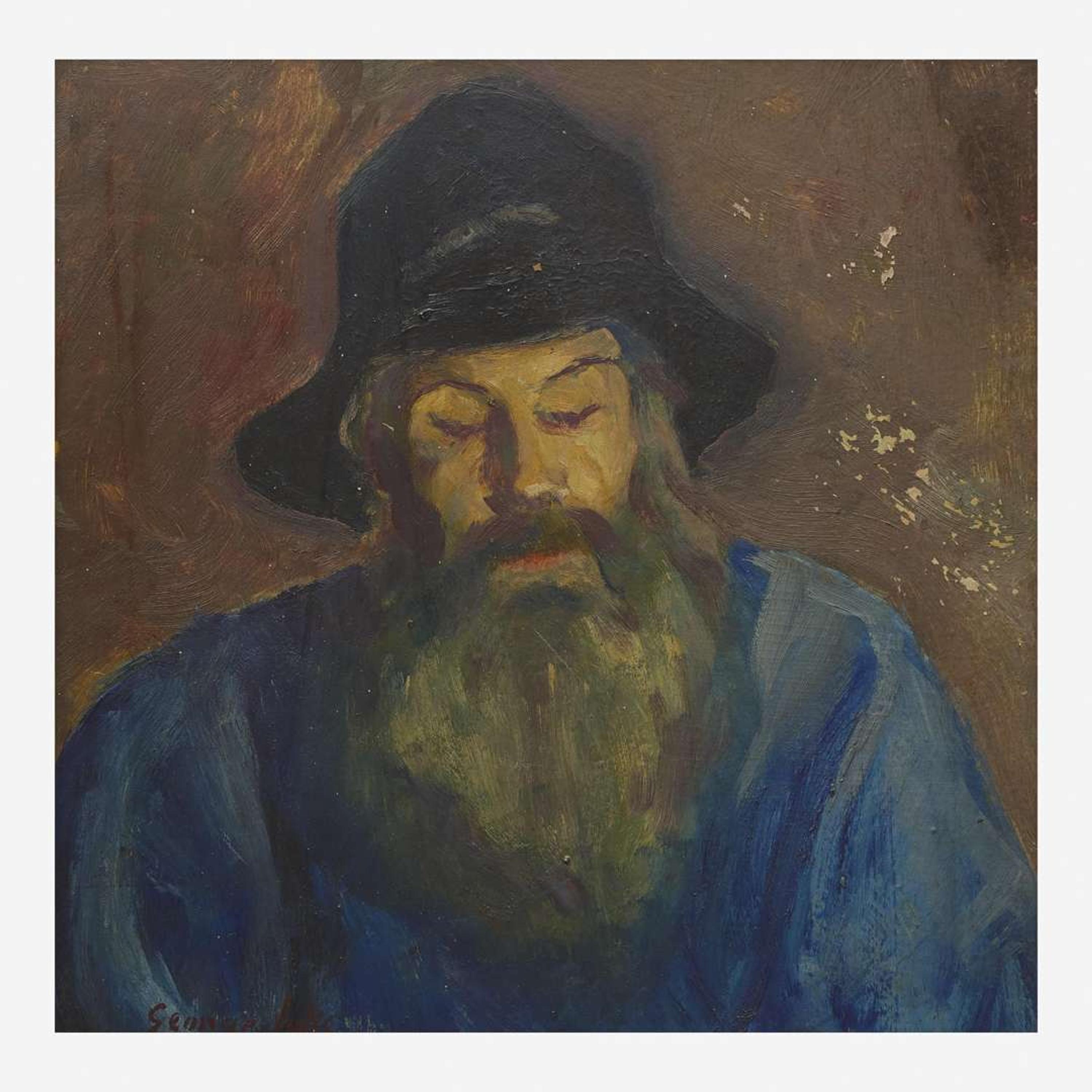 George Benjamin Luks (American, 1867-1933) Bearded Man in Cap