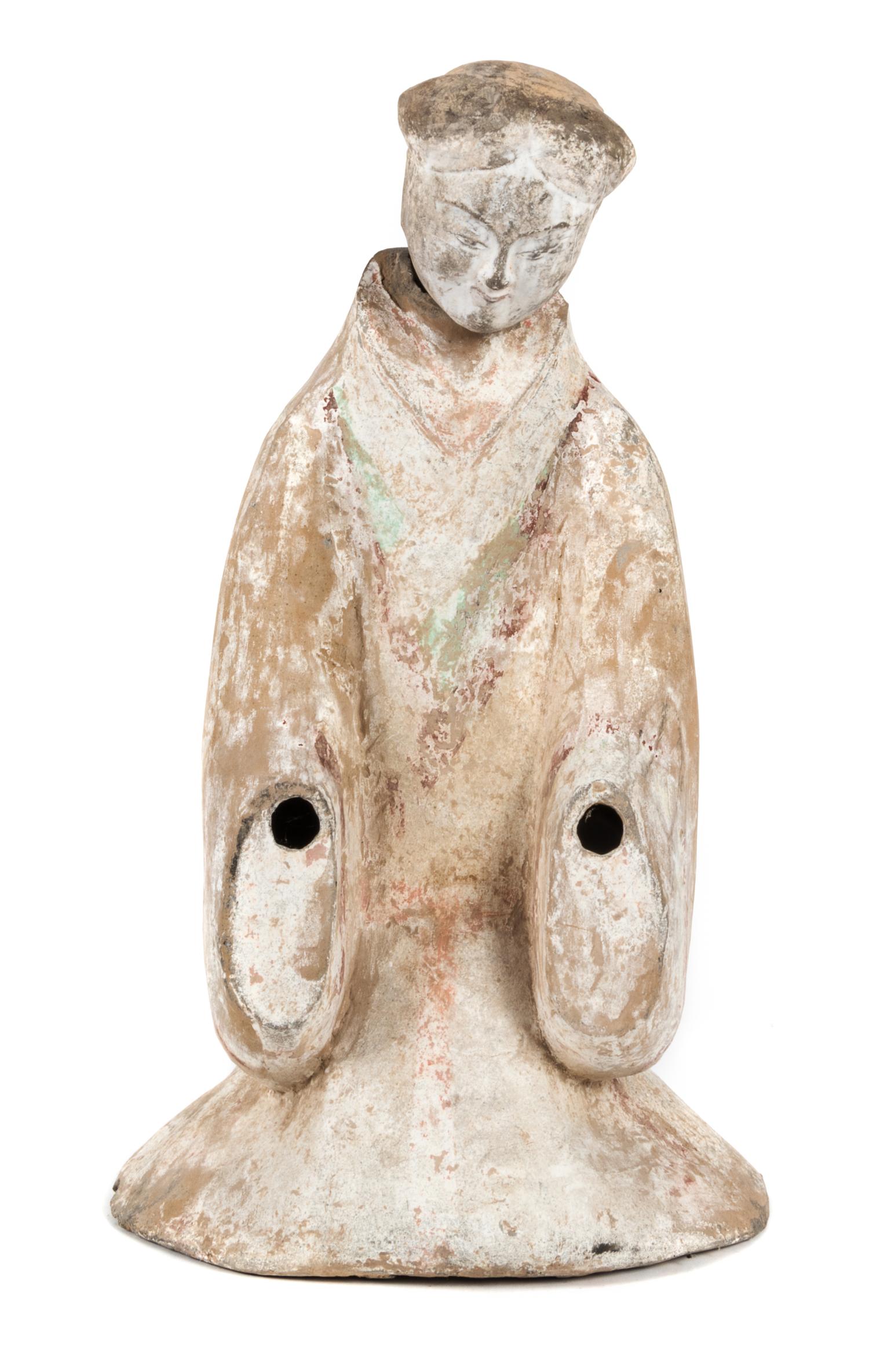 Three Pottery Figures Height of tallest 30 inches. — HAN DYNASTY