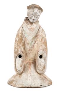 Three Pottery Figures Height of tallest 30 inches. — HAN DYNASTY
