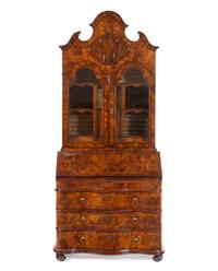 A South German Burl Walnut Secretary Bureau Attributed to Johann Valentin Loeffler II