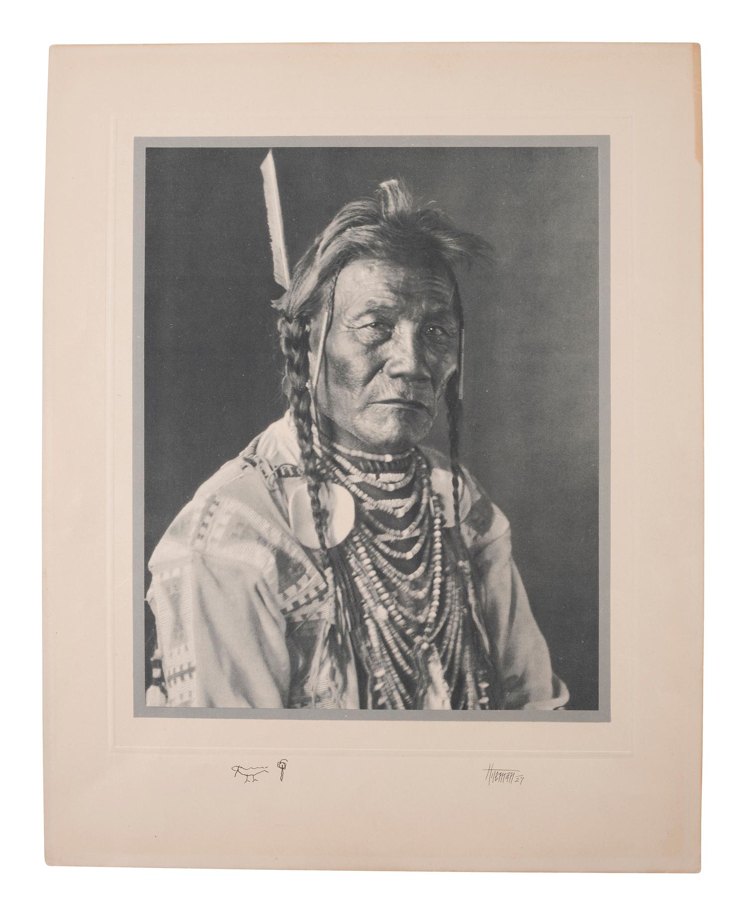 [NATIVE AMERICANS]. HILEMAN, Tomer J. (1882-1945), photographer. Bird Rattler - Blackfeet.