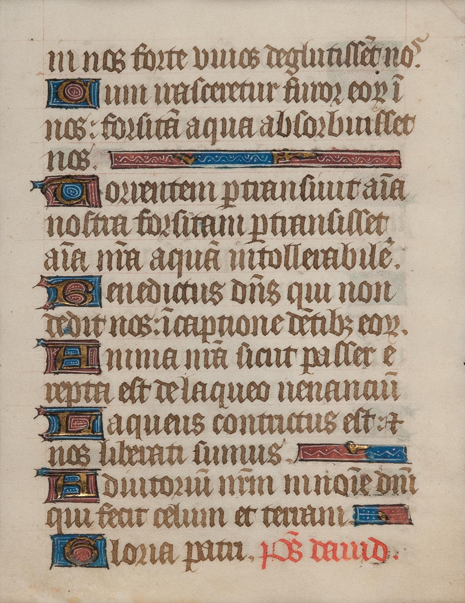 [MANUSCRIPT LEAVES -- BIBLES]. A group of 4 manuscript leaves on vellum, matted together, comprising: