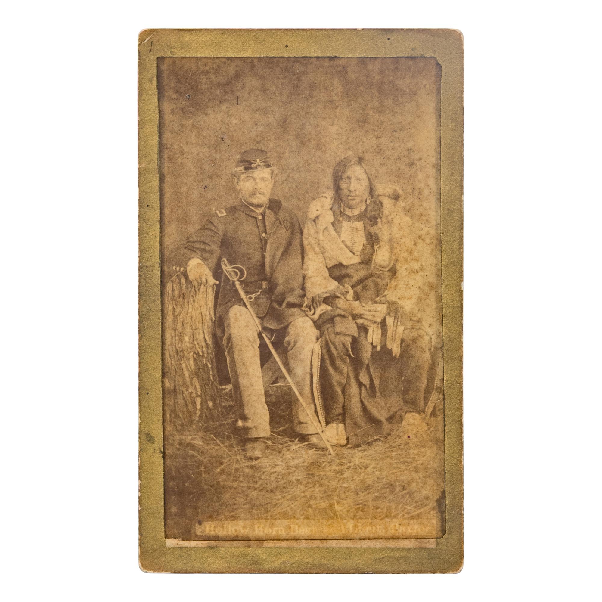 W.R. Cross (American, 1839-1907) — Brule Lakota Sioux Chief Hollow Horn Bear with an Unidentified 5th US Cavalry Second Lieutenant ca 1880