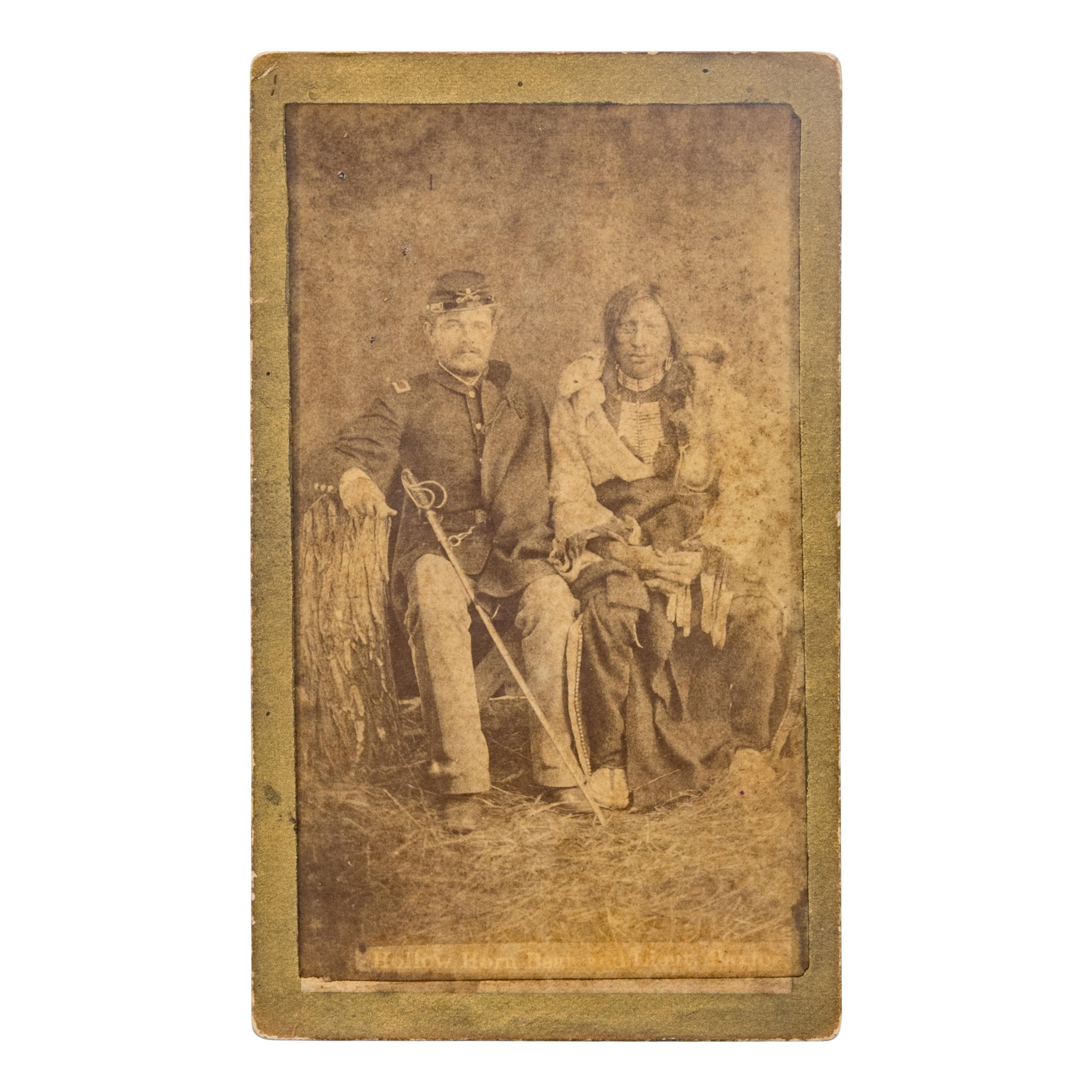 W.R. Cross (American, 1839-1907) — Brule Lakota Sioux Chief Hollow Horn Bear with an Unidentified 5th US Cavalry Second Lieutenant ca 1880
