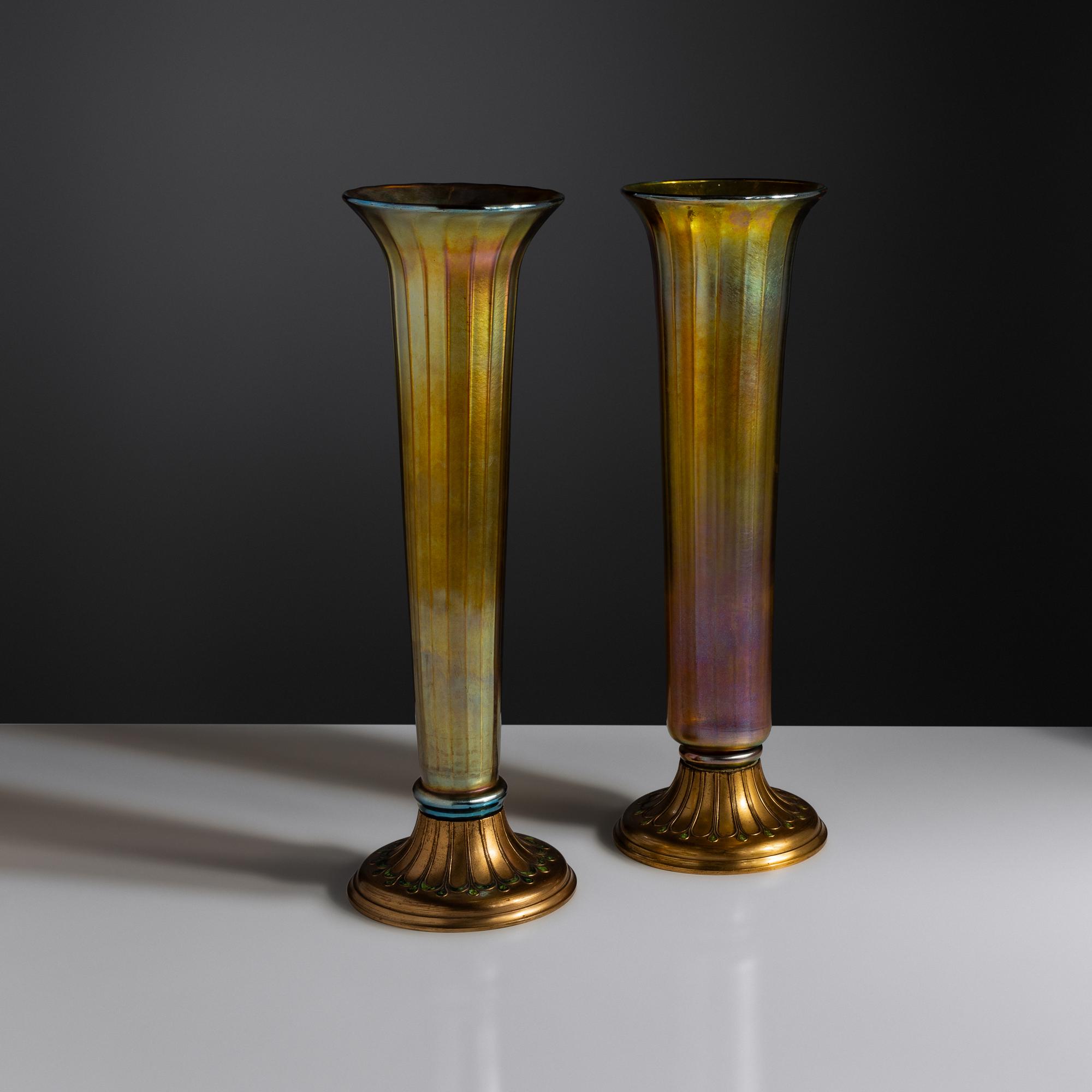 Pair of Trumpet vases, c. 1925 USA