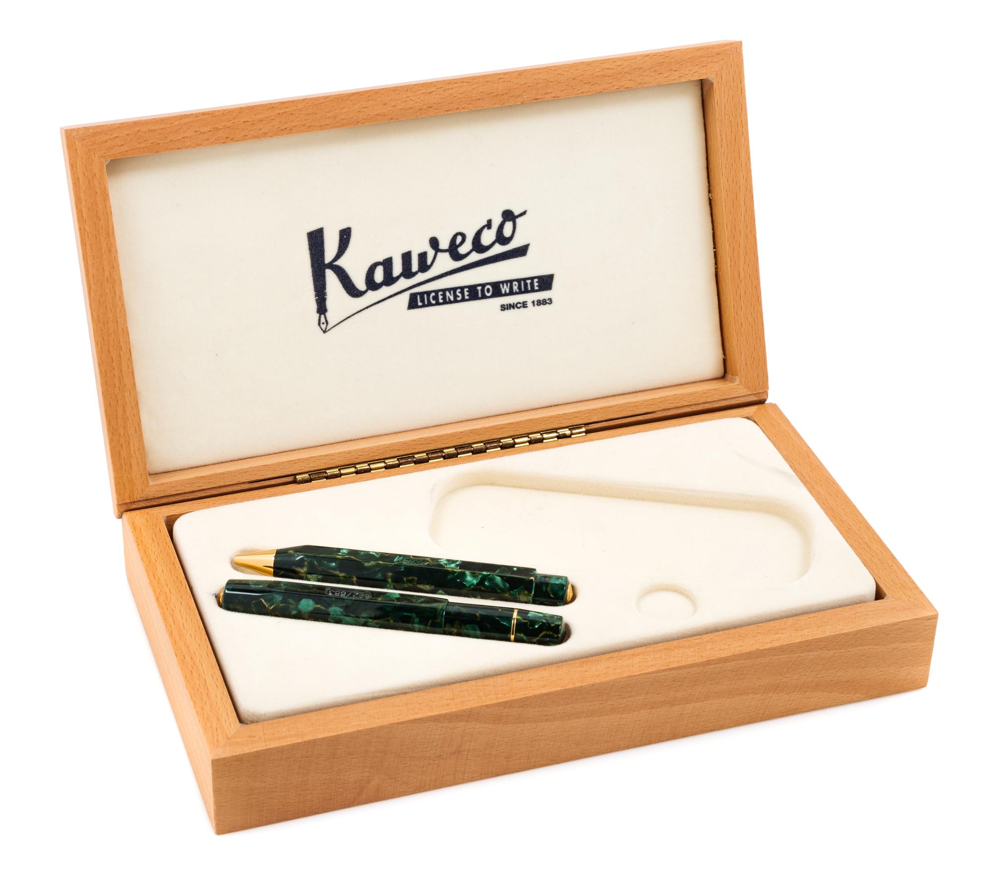 A Visconti Kaweco Sport: Celluloid Limited Edition Fountain and Ball-Point Pen Set
