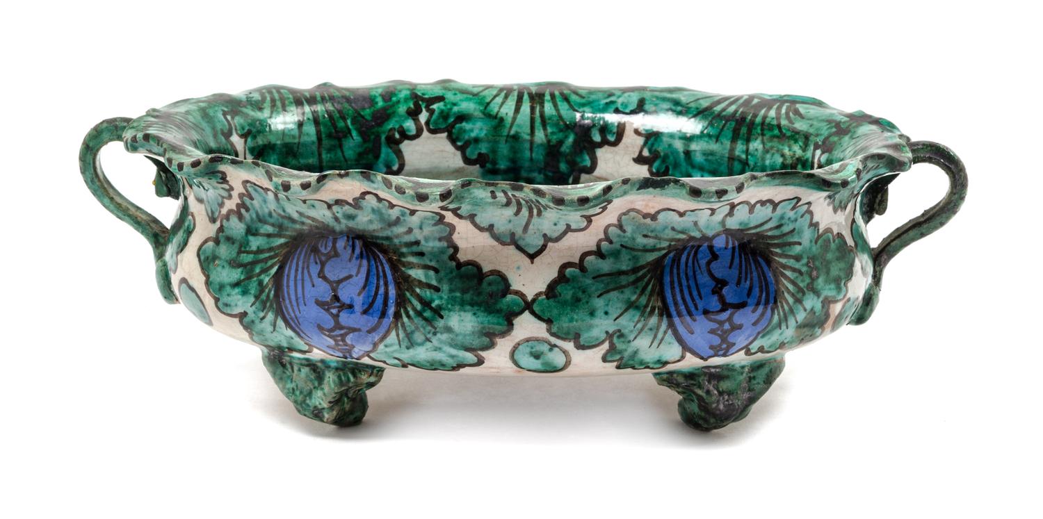 An Italian Glazed Ceramic Jardiniere Length 14 1/4 inches. — 20TH CENTURY