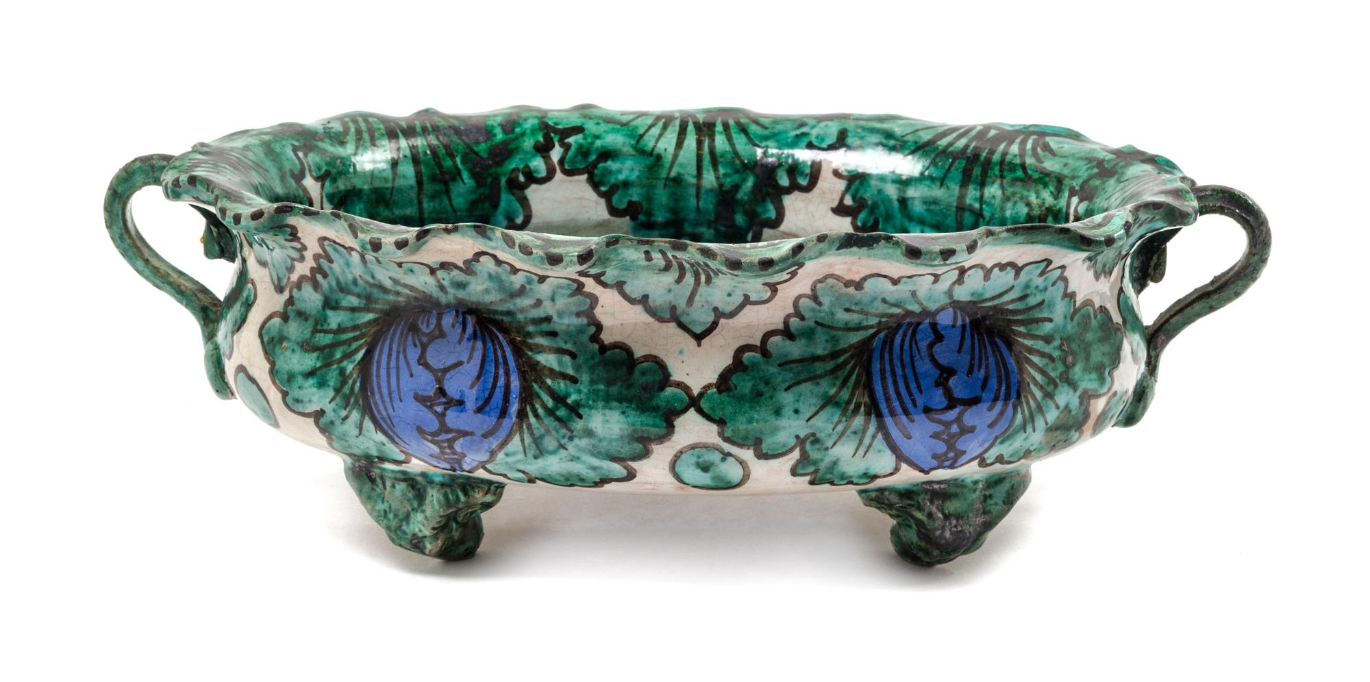 An Italian Glazed Ceramic Jardiniere Length 14 1/4 inches. — 20TH CENTURY