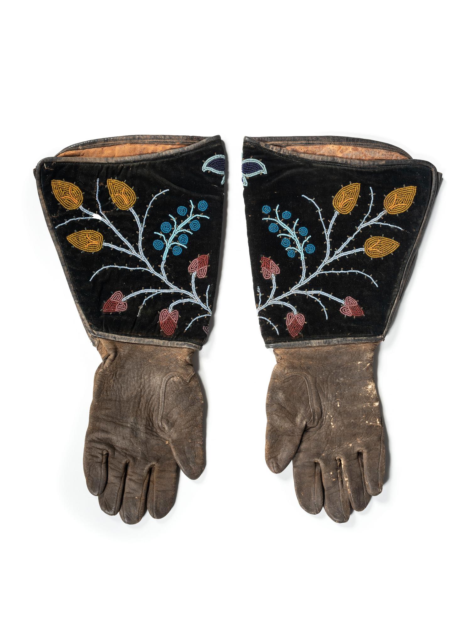 Great Lakes Beaded Hide Shirt and Complementing Gauntlets