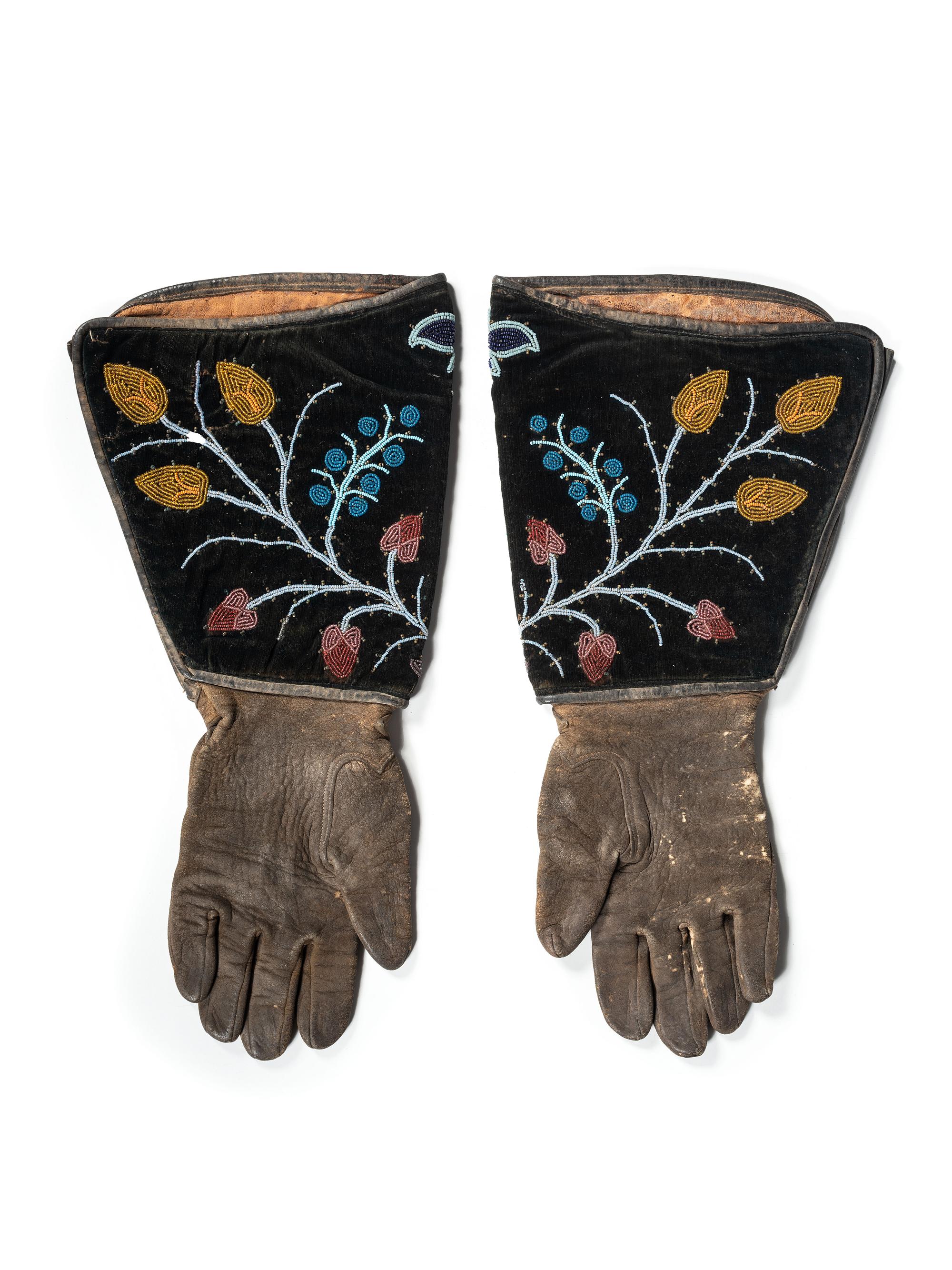 Great Lakes Beaded Hide Shirt and Complementing Gauntlets