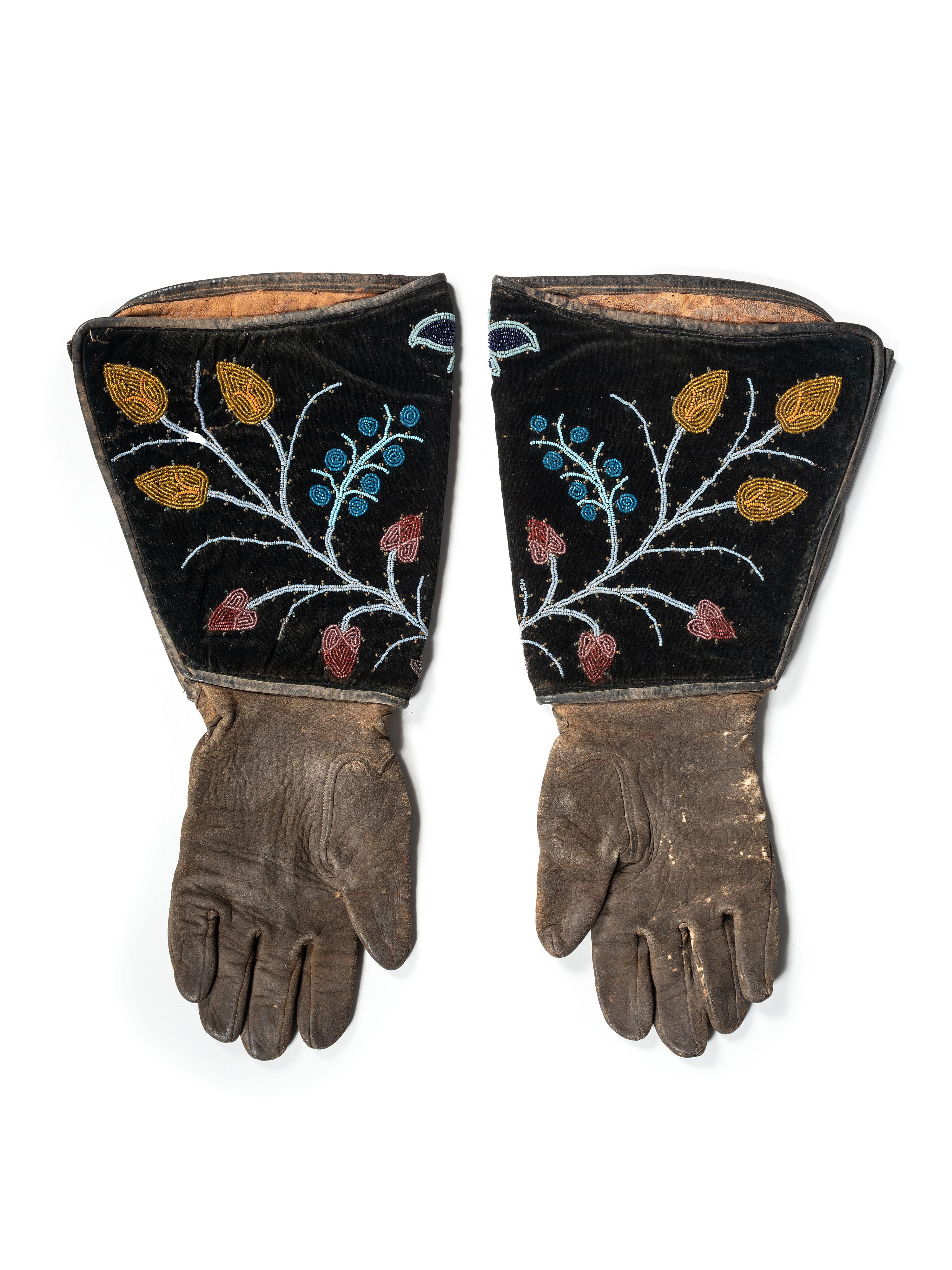 Great Lakes Beaded Hide Shirt and Complementing Gauntlets