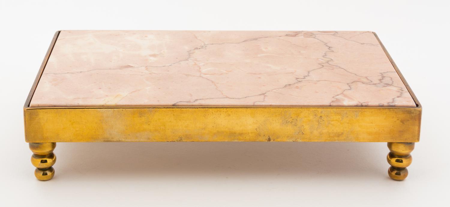 A Bronze and Marble Plateau Length 10 5/8 inches.