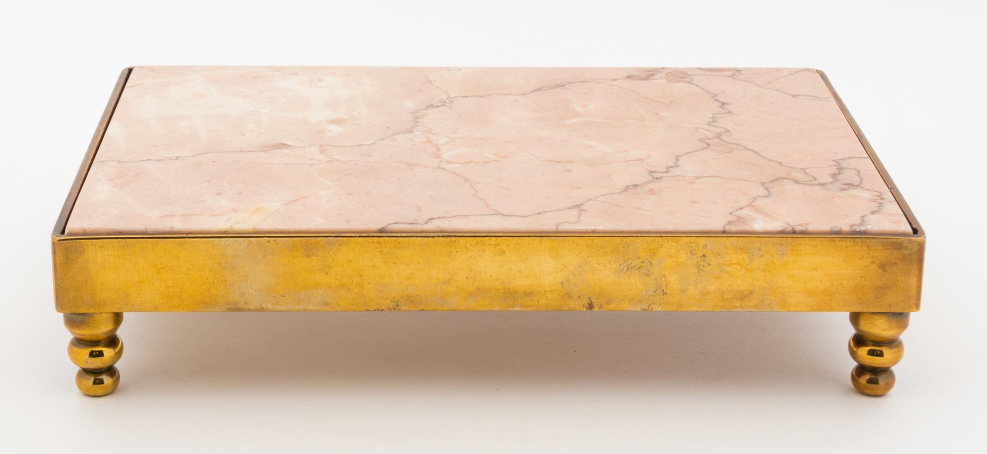 A Bronze and Marble Plateau Length 10 5/8 inches.