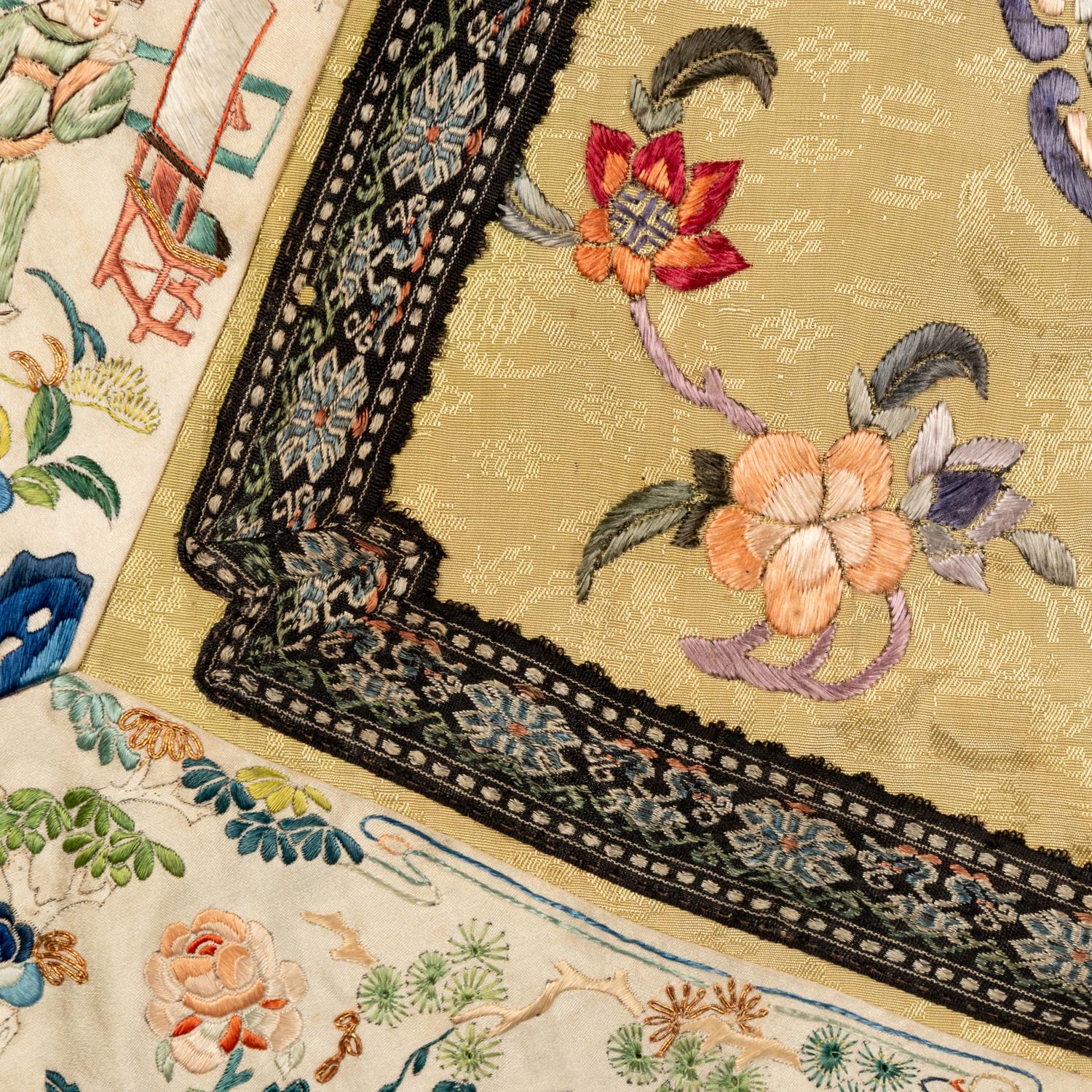 A Chinese Yellow Ground Embroidered Silk Lady's Jacket, 19th Century 清中期 黃地團花紋女大襟
