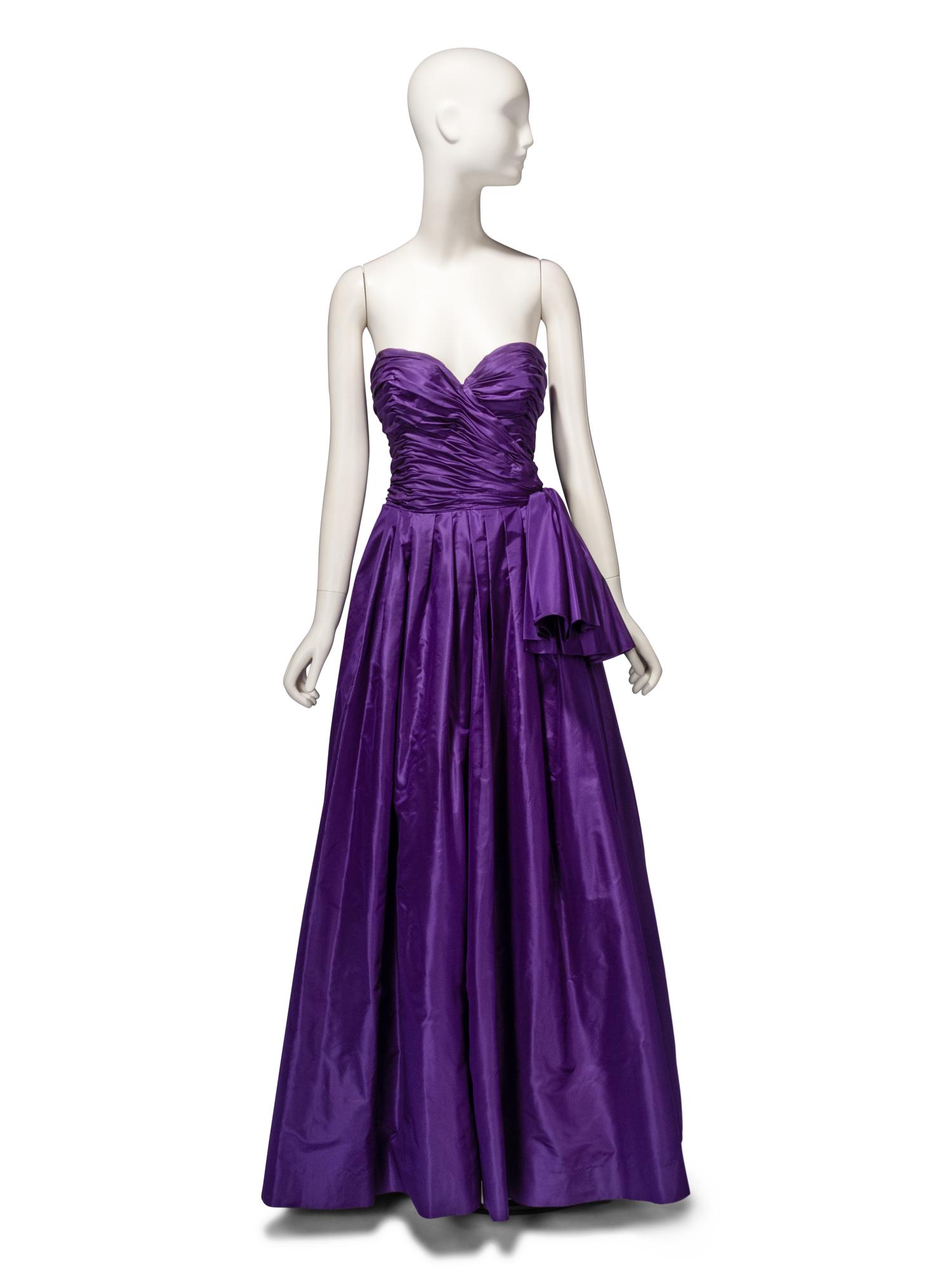Loris Azzaro Haute Couture, Convertible Purple Taffeta Evening Gown