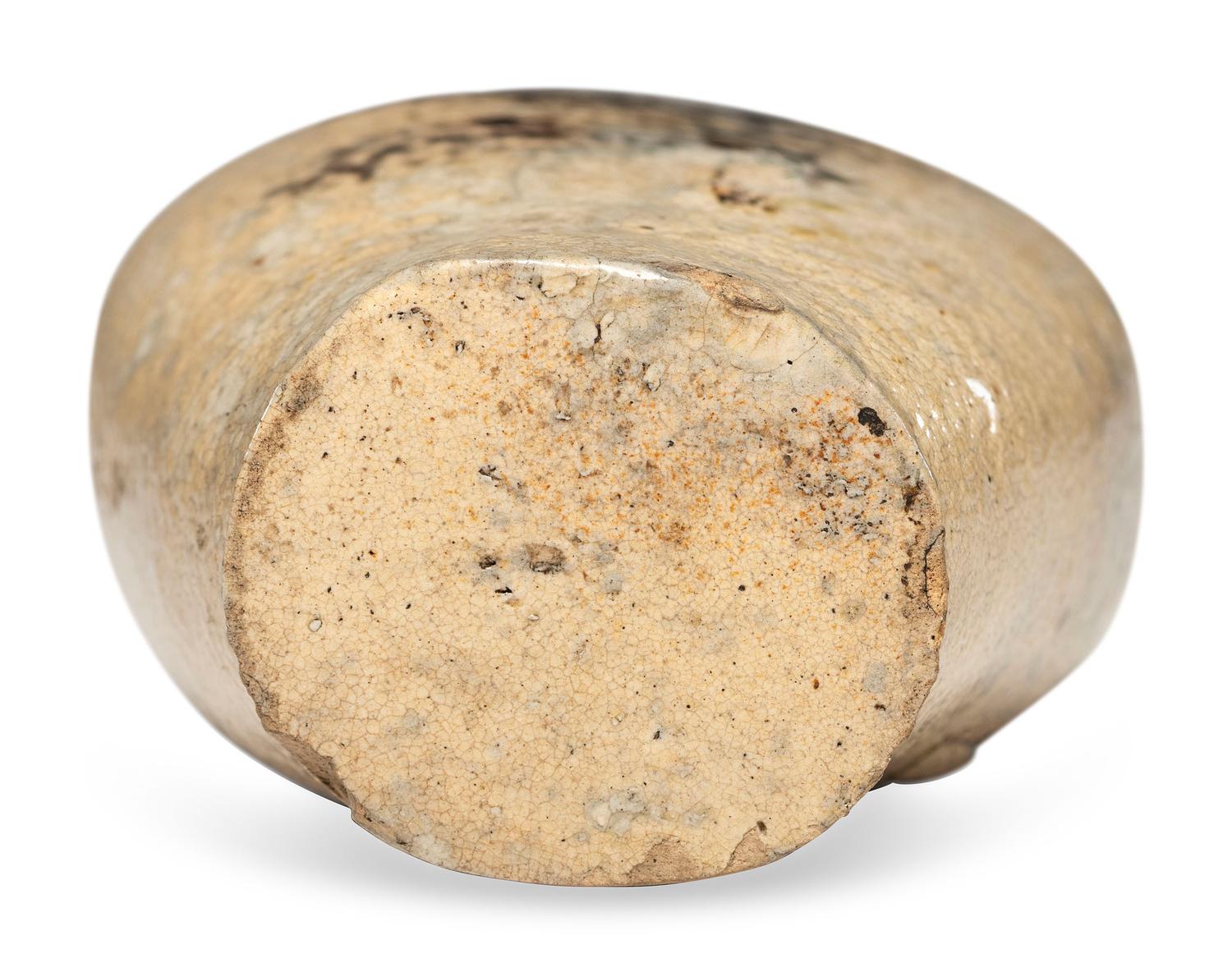 A Manganese 'Leaf' Decorated Stoneware Flask