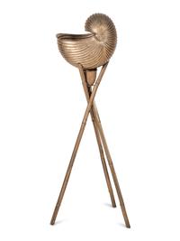 A Silvered Metal Shell Form Bowl on Stand