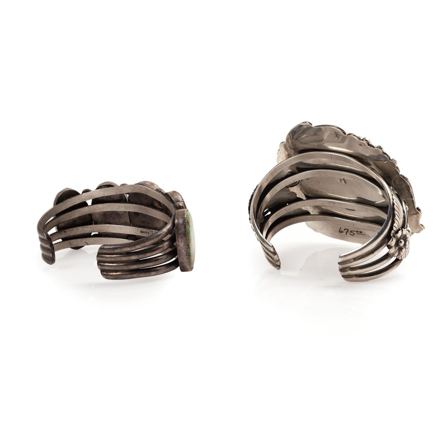 Navajo Silver and Turquoise Cuff Bracelets