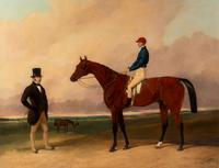 Jockey on Horseback with a Standing Gentleman on Newmarket Heath