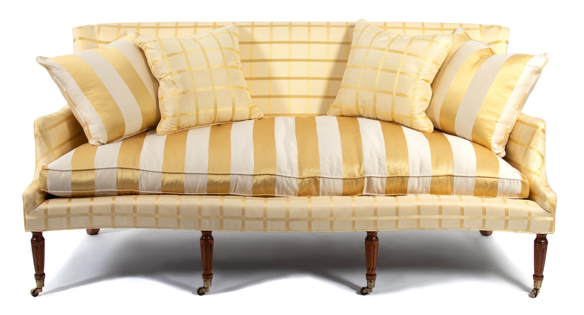 A Regency Style Silk Upholstered Sofa — 20TH CENTURY