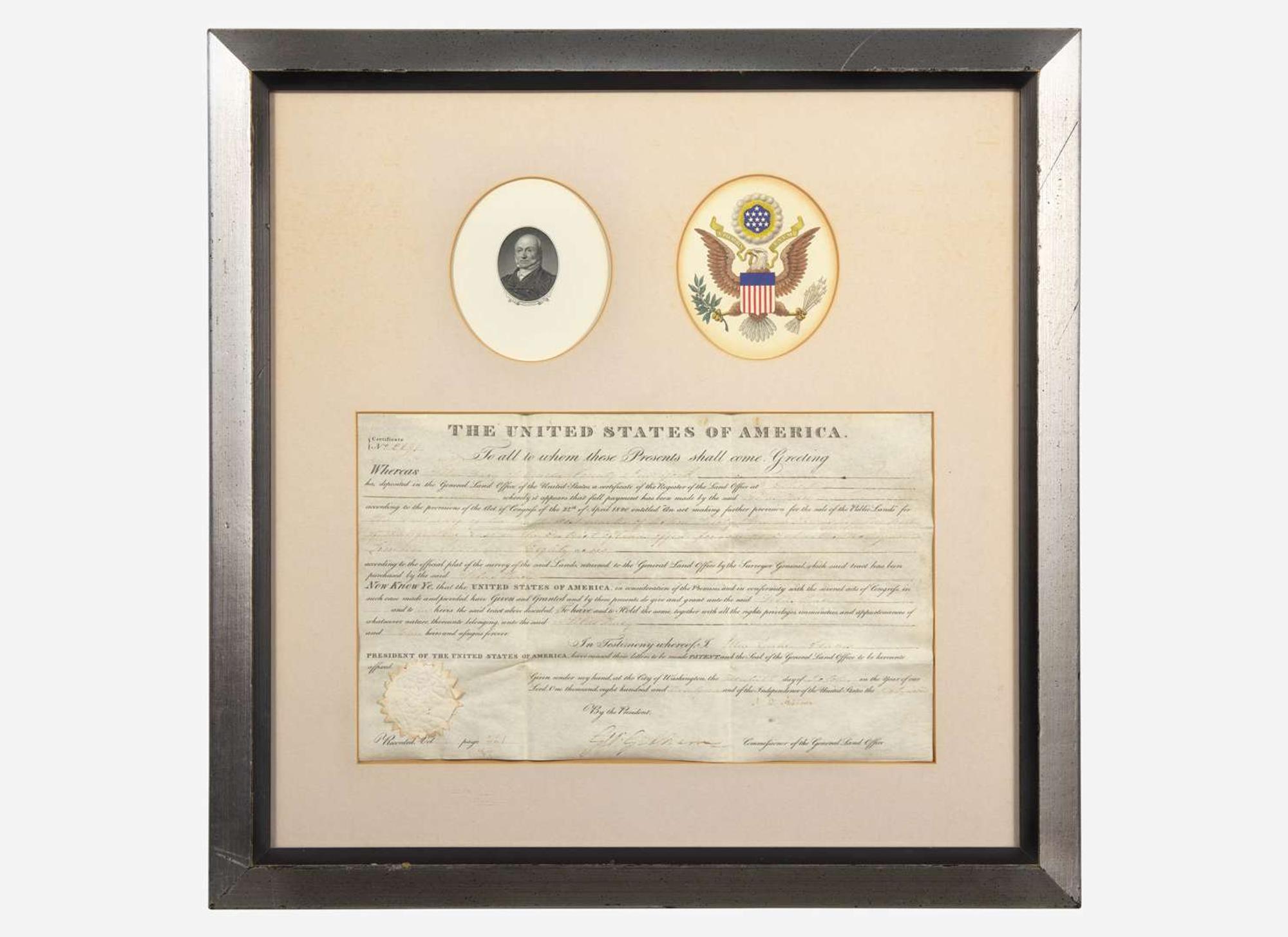 [Presidential] Adams, John Quincy: Partially-Printed Document, signed
