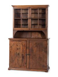A Country Stained Maple Step-Back Cupboard