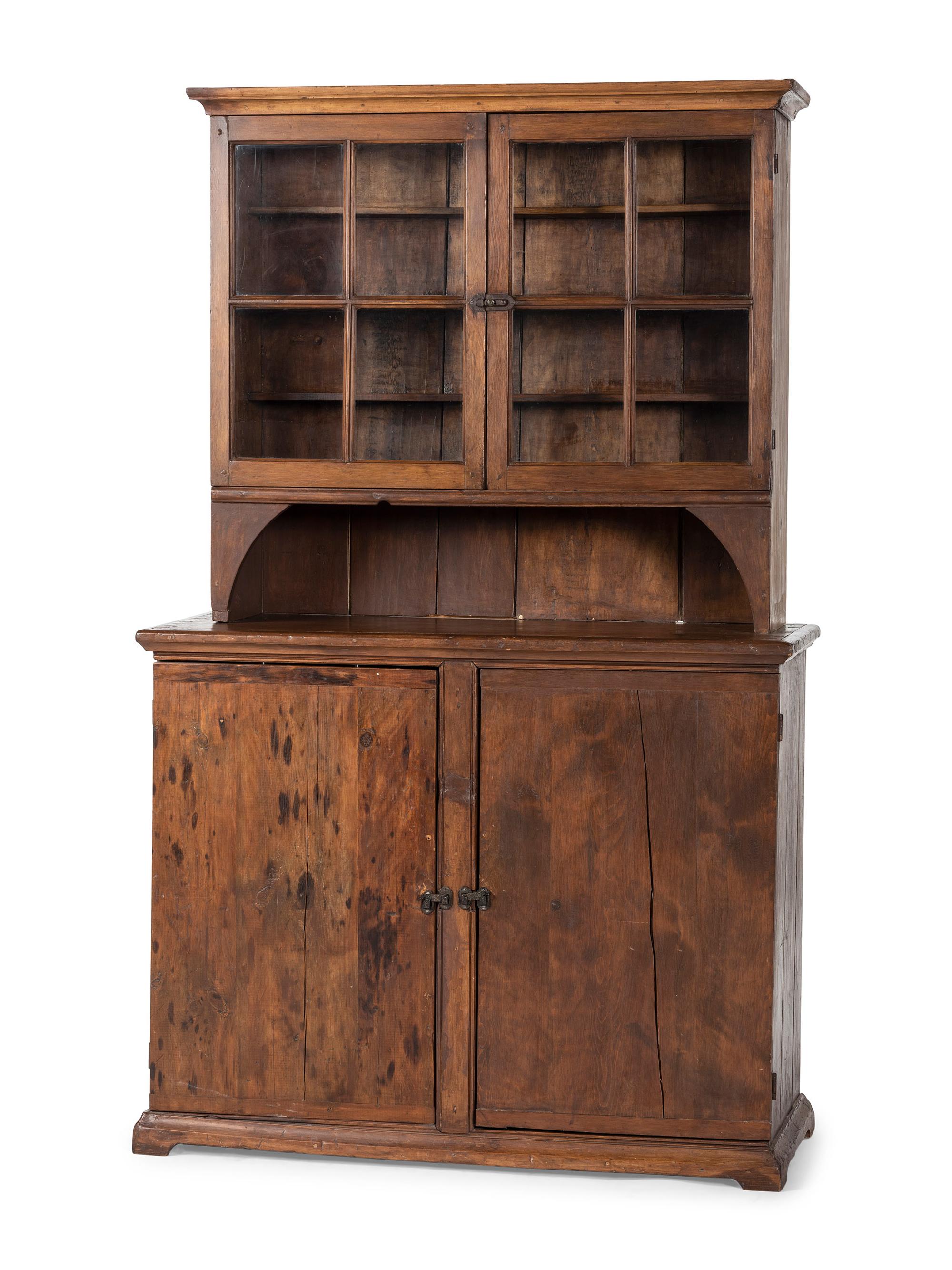 A Country Stained Maple Step-Back Cupboard