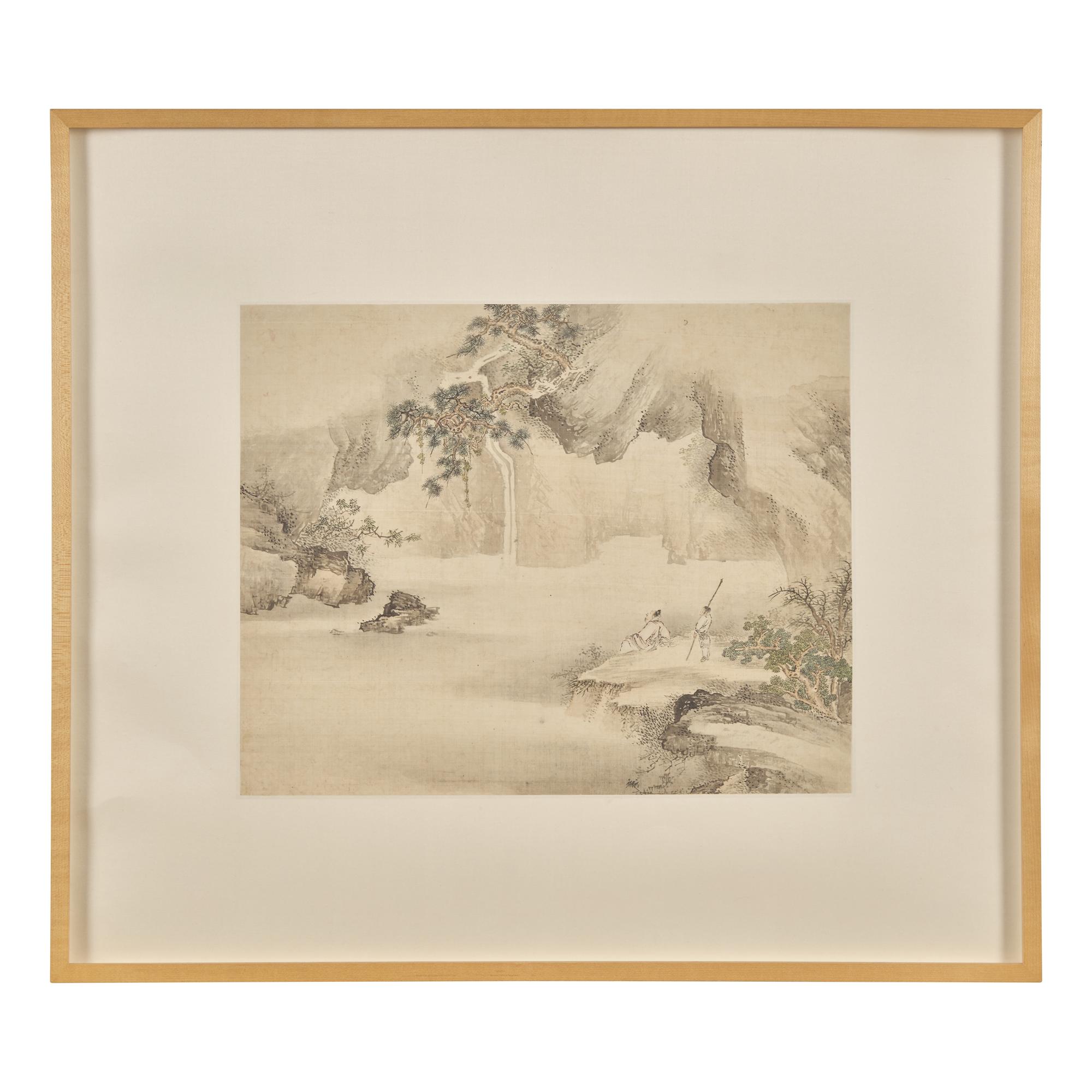 A Chinese Ink and Color on Silk 'Landscape' Album Leaf, 18th-19th Century — 清中期 絹本設色高士圖冊頁一開