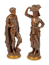 A Pair of French Patinated Bronze Figures of Farmers