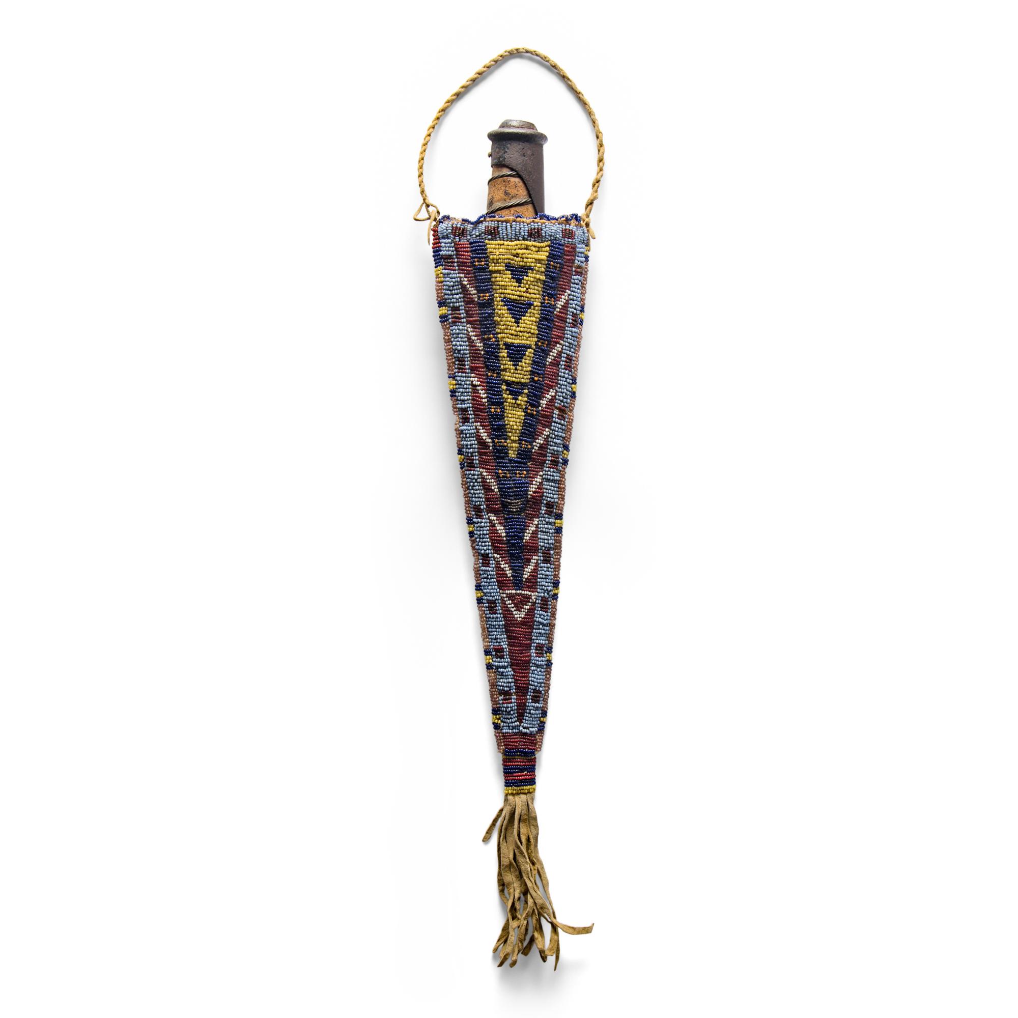 Plains Beaded Hide Knife Sheath, with Knife