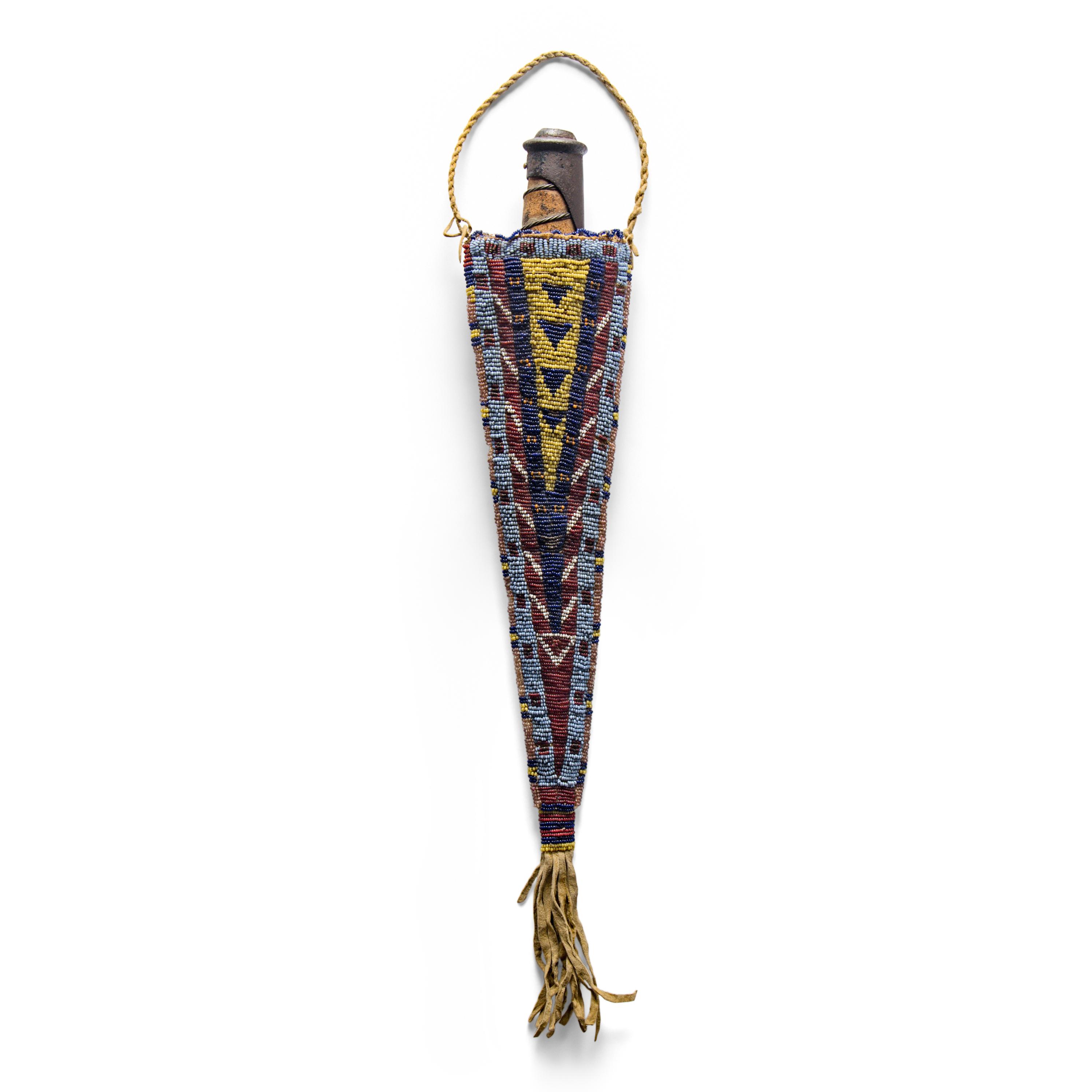 Plains Beaded Hide Knife Sheath, with Knife