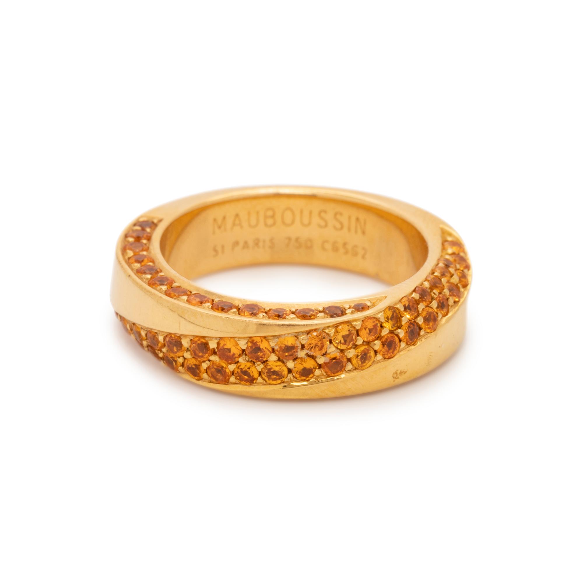 MAUBOUSSIN, YELLOW GOLD AND ORANGE GEMSTONE RING