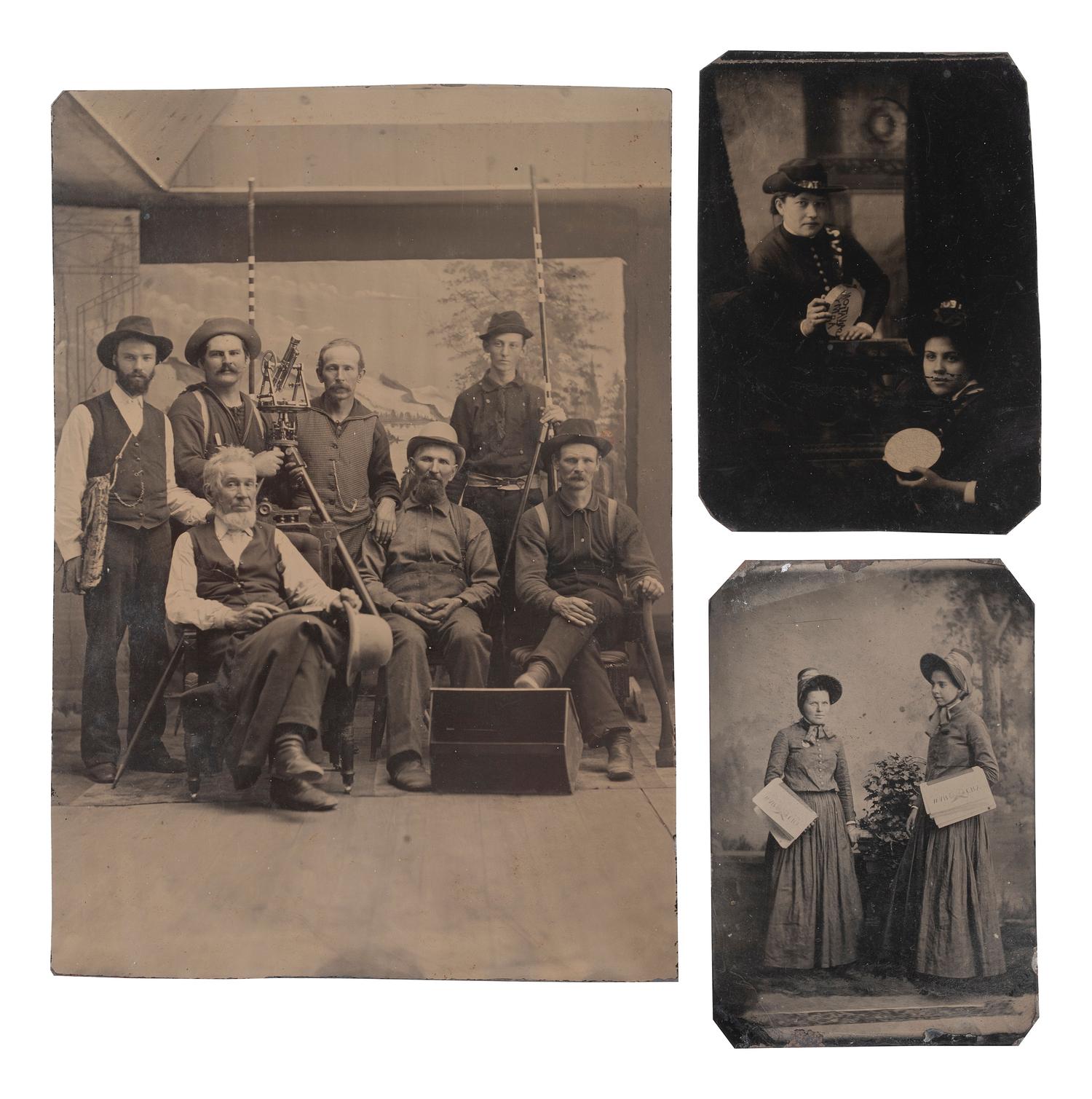 [EARLY PHOTOGRAPHY]. 17 tintypes of occupational and interesting groups and individuals.