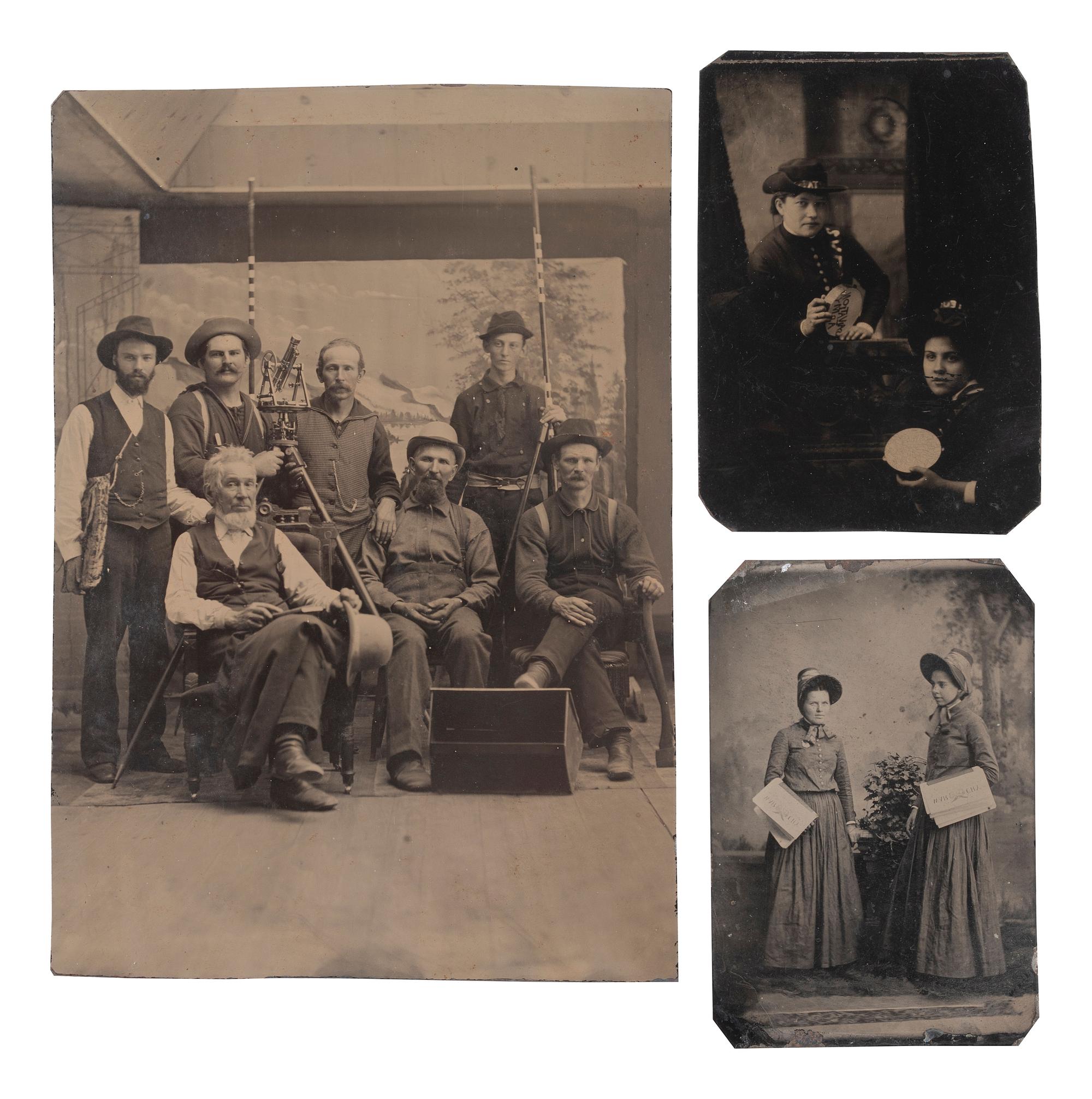 [EARLY PHOTOGRAPHY]. 17 tintypes of occupational and interesting groups and individuals.