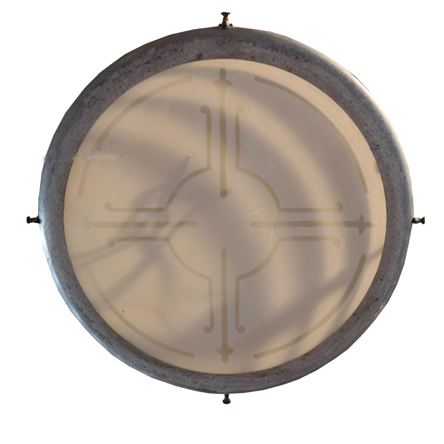 An Art Deco Brass and Glass Light Fixture 14" W x 14" D x 12" H — United States, Circa 1930