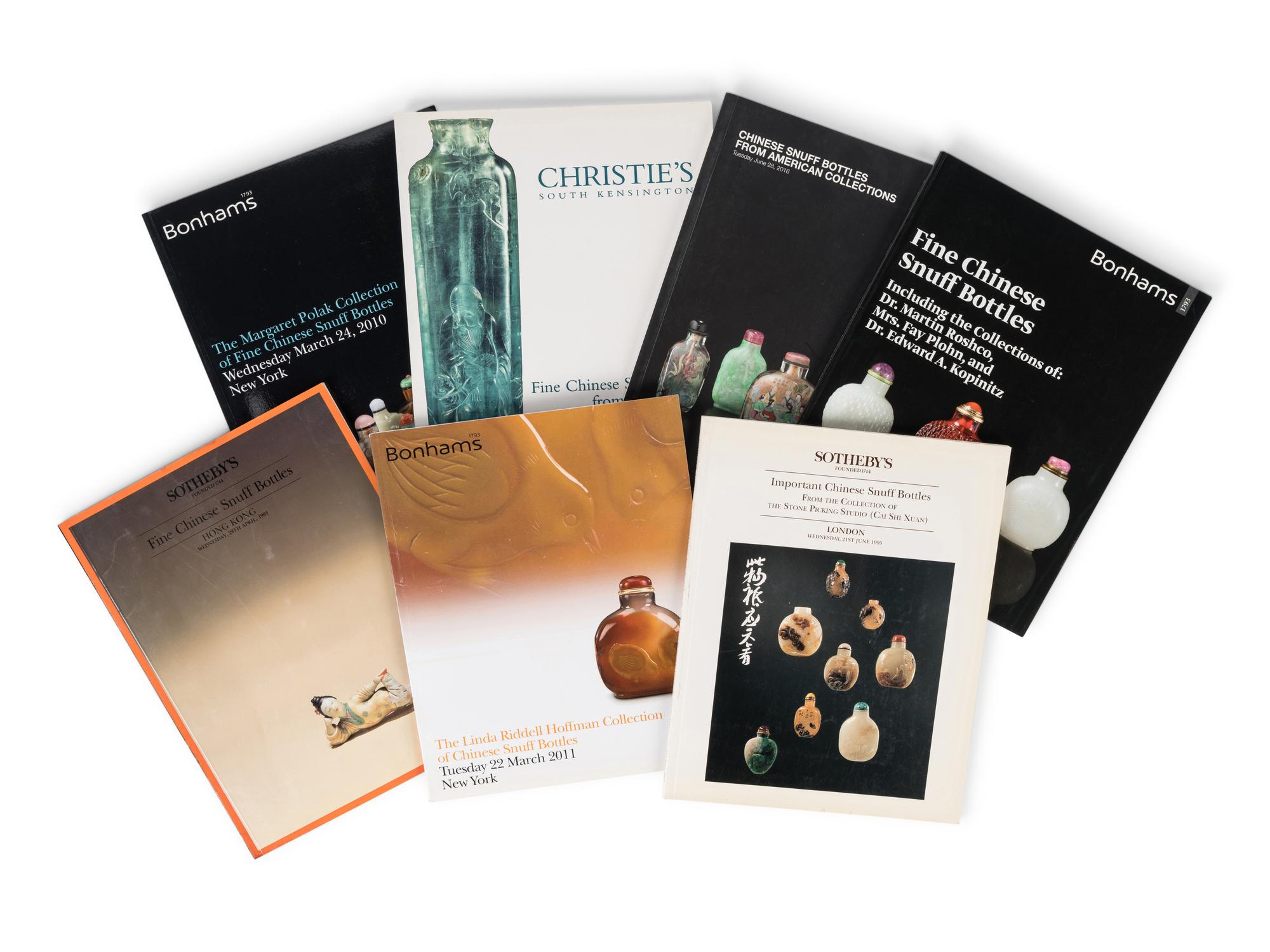 [SNUFF BOTTLES] A group of auction catalogues and reference works about Chinese snuff bottles and glass