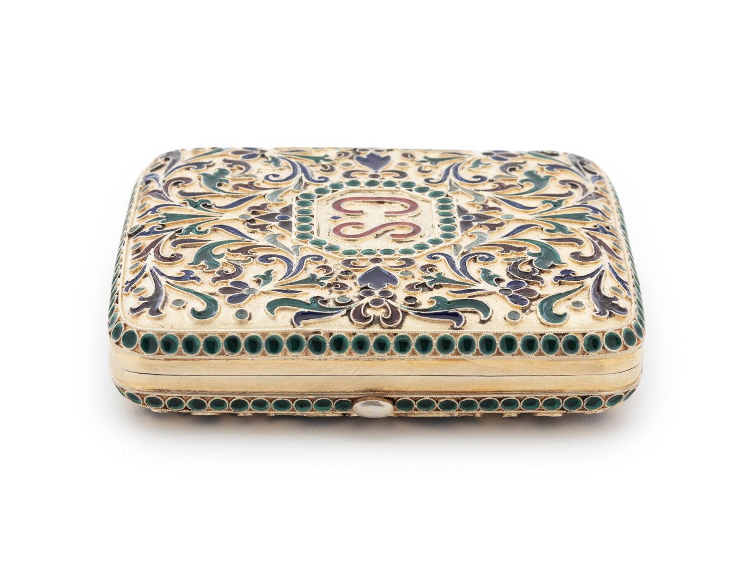 A Russian Silver and Plique-à-Jour Enameled Cigarette Case